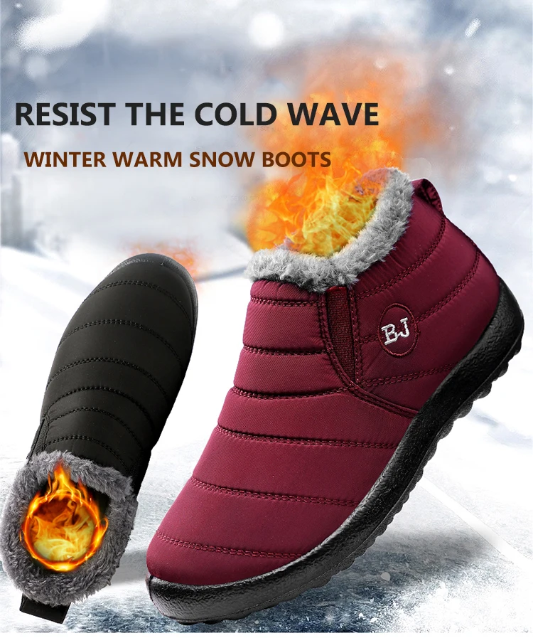 Women Snow Boots Winter Waterproof Women's Plush Thickened Warm Boots Female Anti-slip Shoes Plush Size 43 Winter Ankle Boots