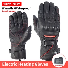 New Electric Heating Gloves Motorcycle Leather Heated Gloves Waterproof Windproof Warm Winter Skiing Protection Men Women XS-XXL