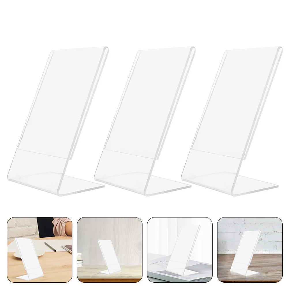 

3 Pcs Mini Picture Frame Desk Frames Office Clear Plastic Sign Holder Menu Display Flyer Document Paper Stand Square