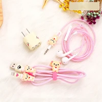 5pcs set Mobile Phone Earphone Cute Data Cable Protector Set Cable Protective Cover for Iphone 7 8 x Charger Sticker Earphone