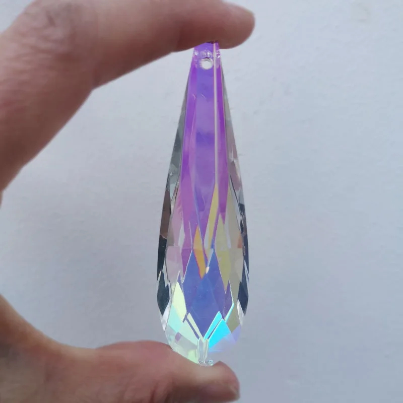 

76mm long mesh hanging pendant crystal prism suncatcher chandelier parts beads garland home garden decoration ornaments