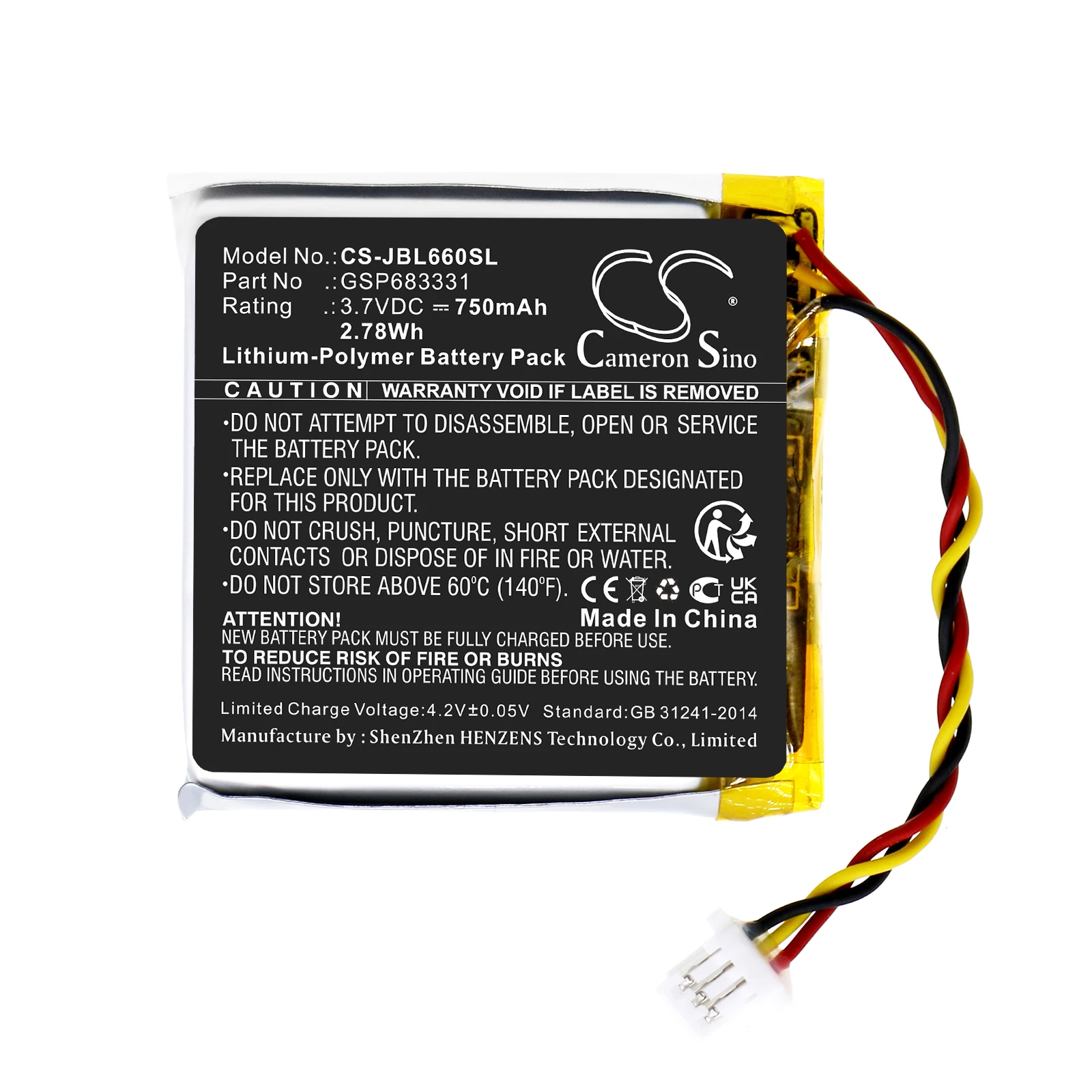 

Cameron Sino 750mAh Battery For JBL Live 660 Live 660NC GSP683331