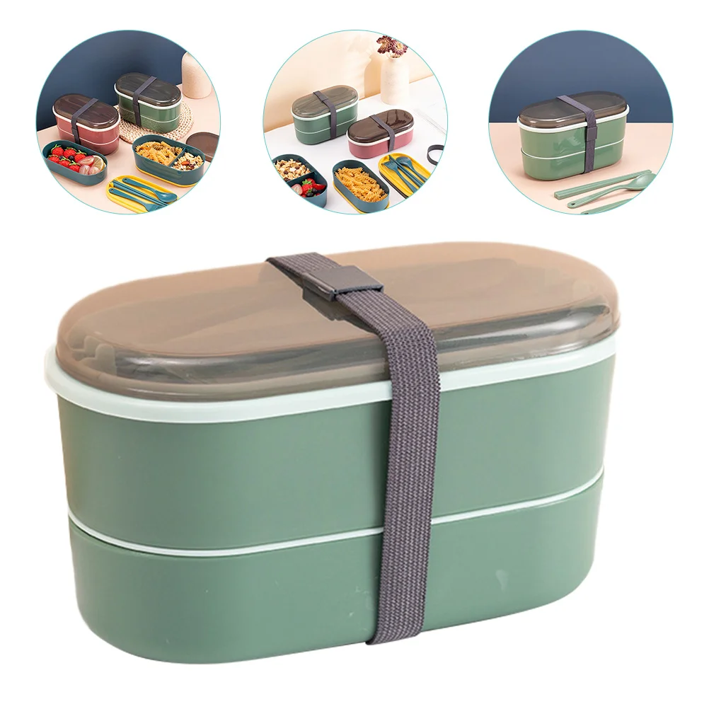

1Set Double Layer Fruit Box Lunch Bento Box with Tableware