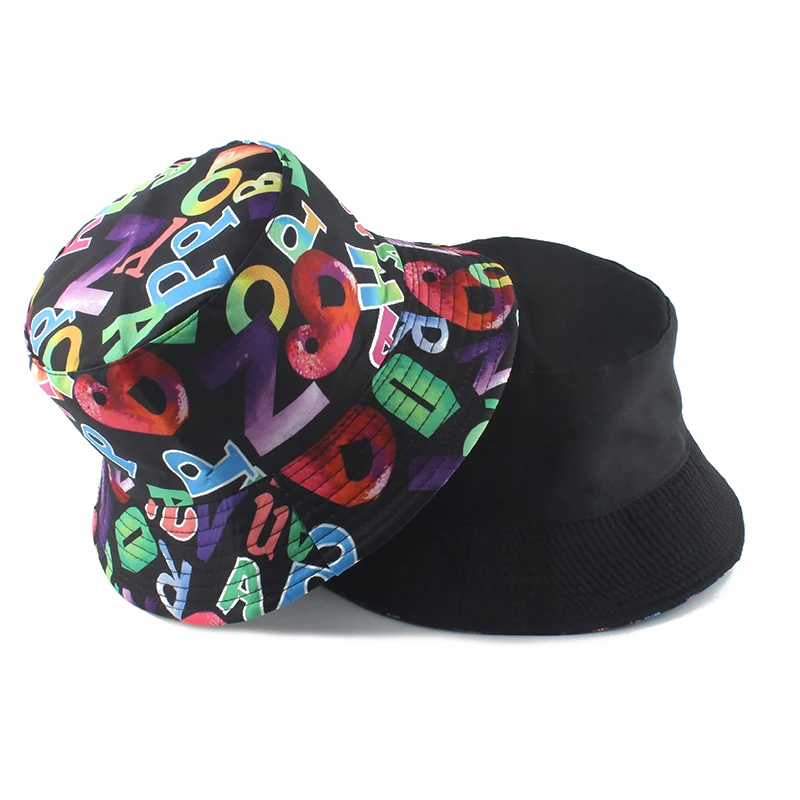 

Letters Print Fishing Hat Summer Reversible Bucket Hats For Women Femme Gorro Men Panama Sun Hat Streetwear Fashion Hip Hop Cap