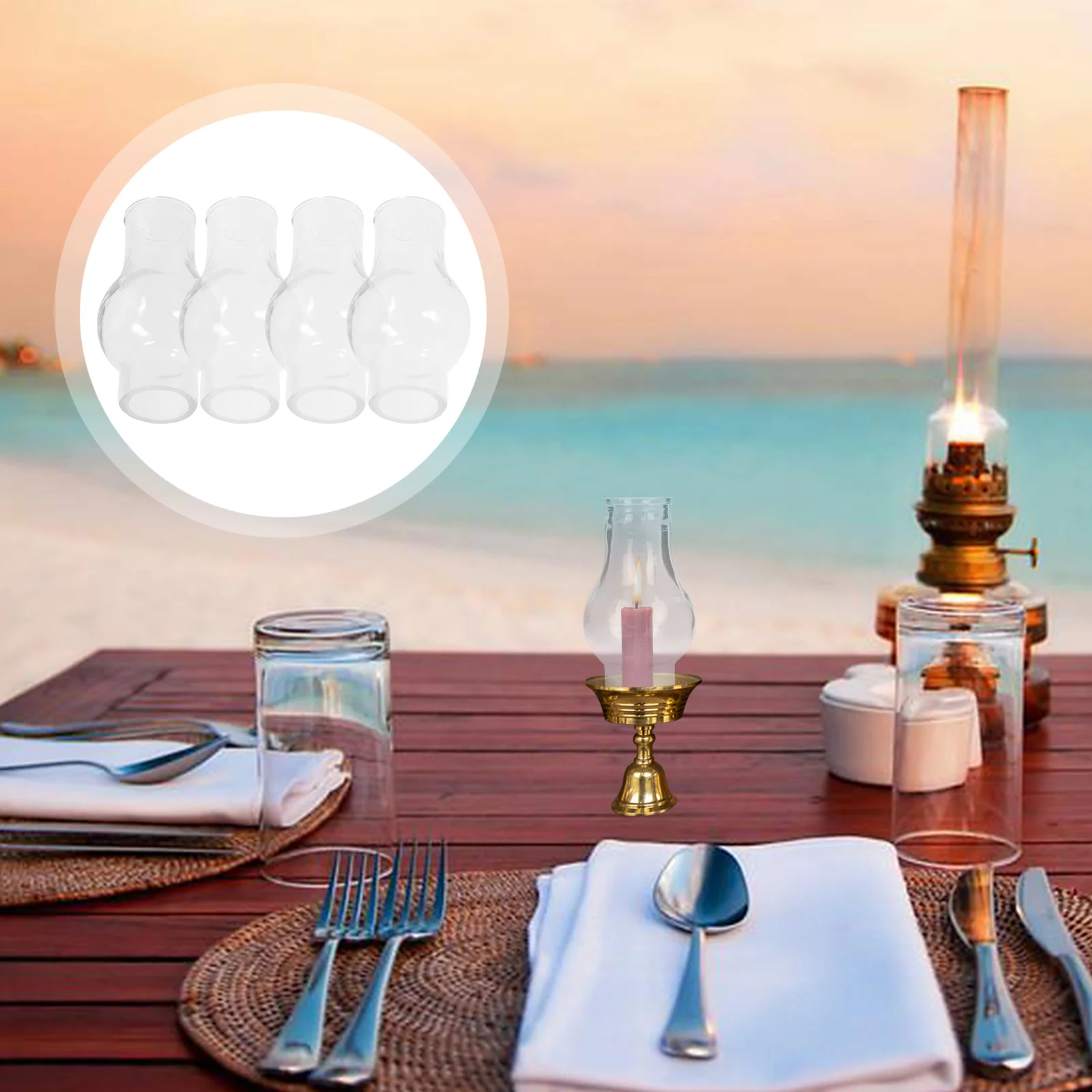 

4 Pcs Outdoor Lamp Shade Lampshade Oil Light Glass Cover Everlasting Home Accessory Decorative