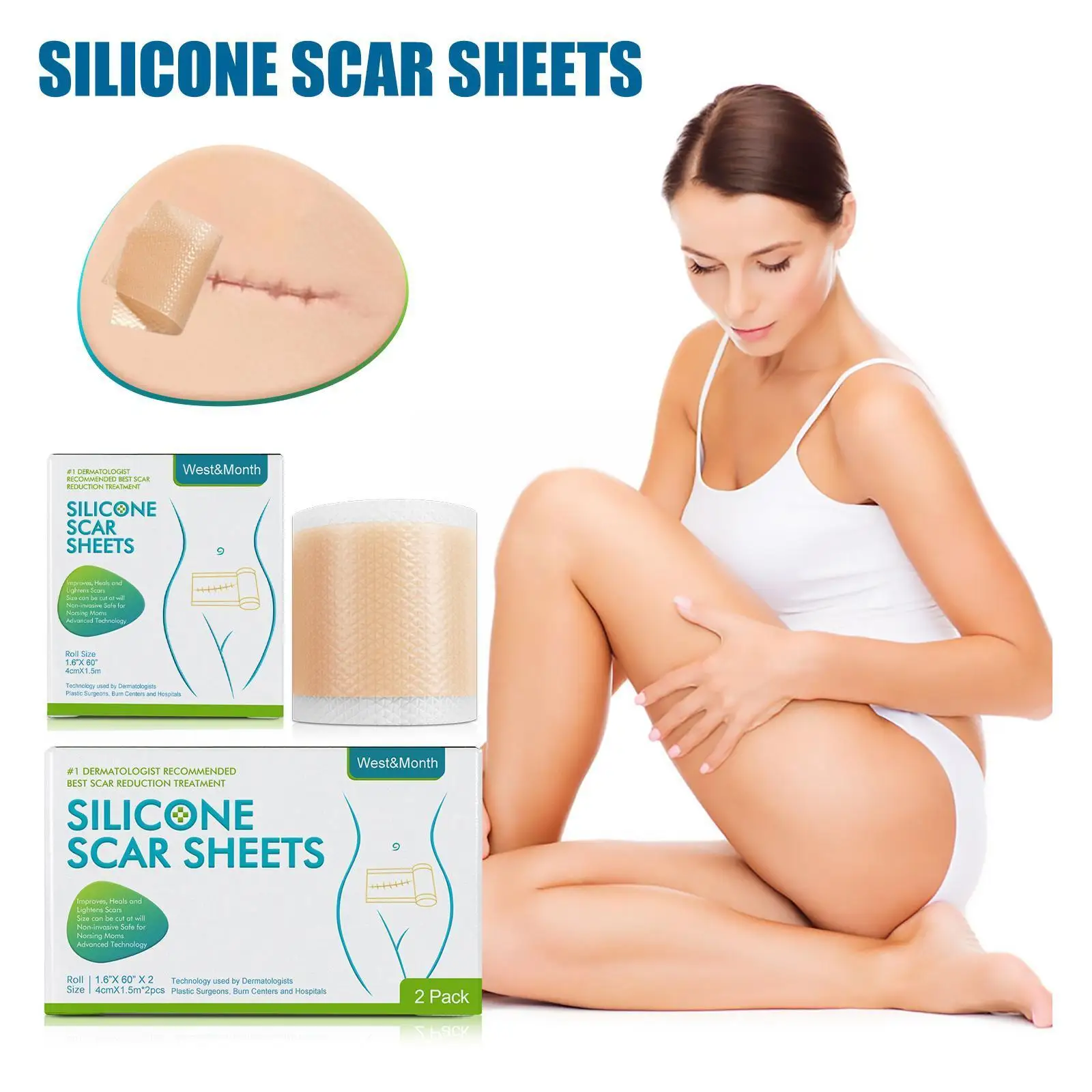 Silicone Scar Sheets Painless Scar Repair Tape Roll Effective Scar Removal Strips For C-Section Keloid Surgery Burn Acne 4x I6Y9