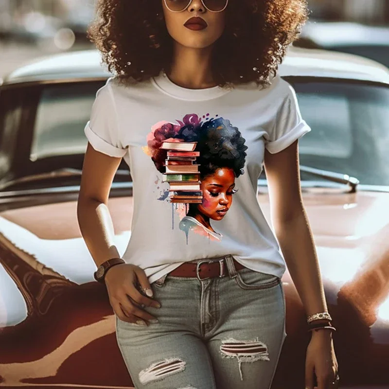 Черная футболка с графическим принтом для девочек Y2k топы меланином Повседневная