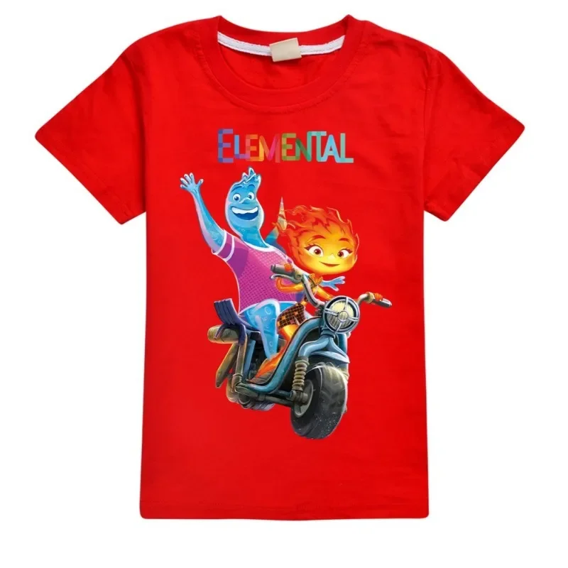 Детский летний костюм Уэда для мальчиков и девочек футболка косплея Water Fire Elemental