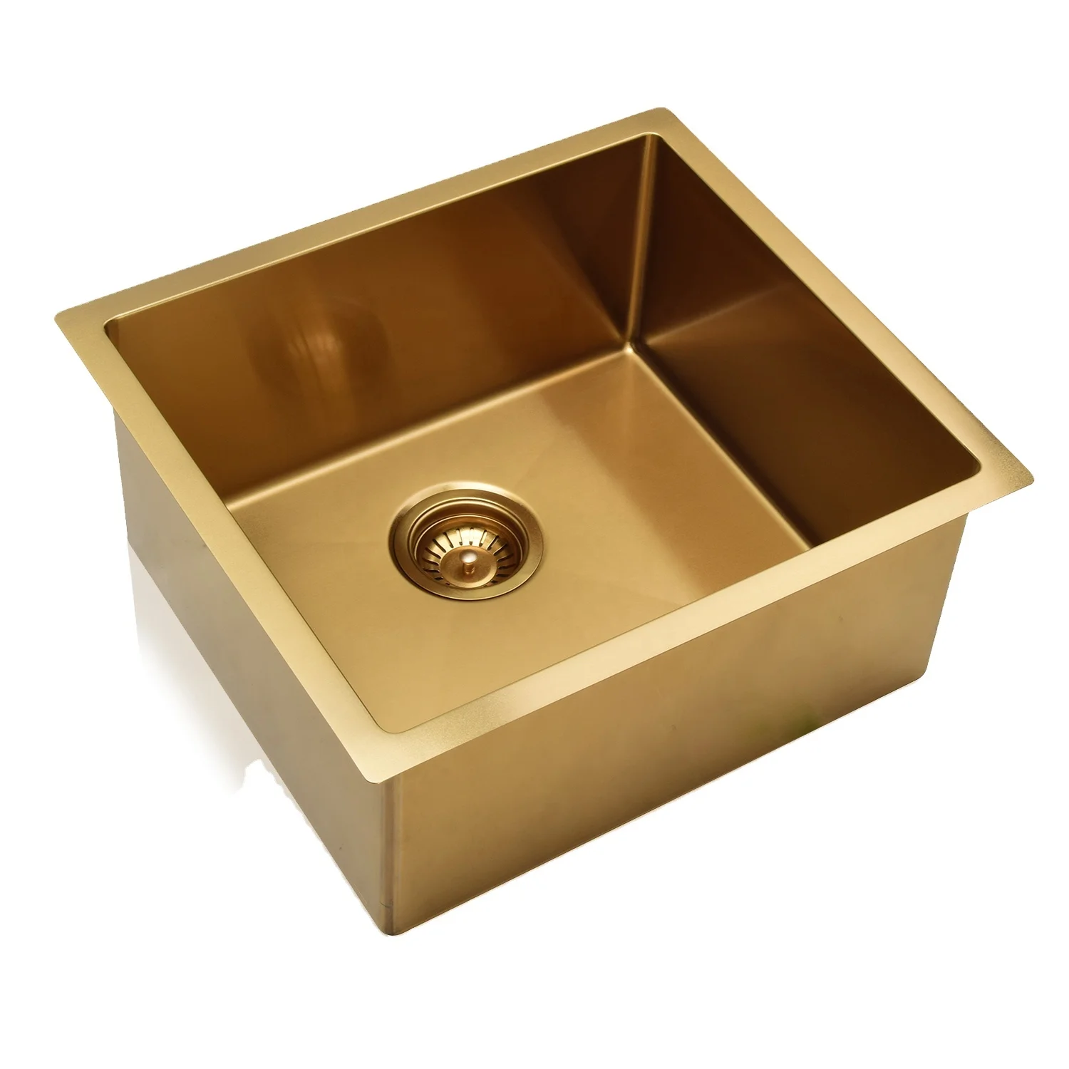

Gold Stainless Steel Kitchen Sink Handmade Single Bowl Square Wash Basin