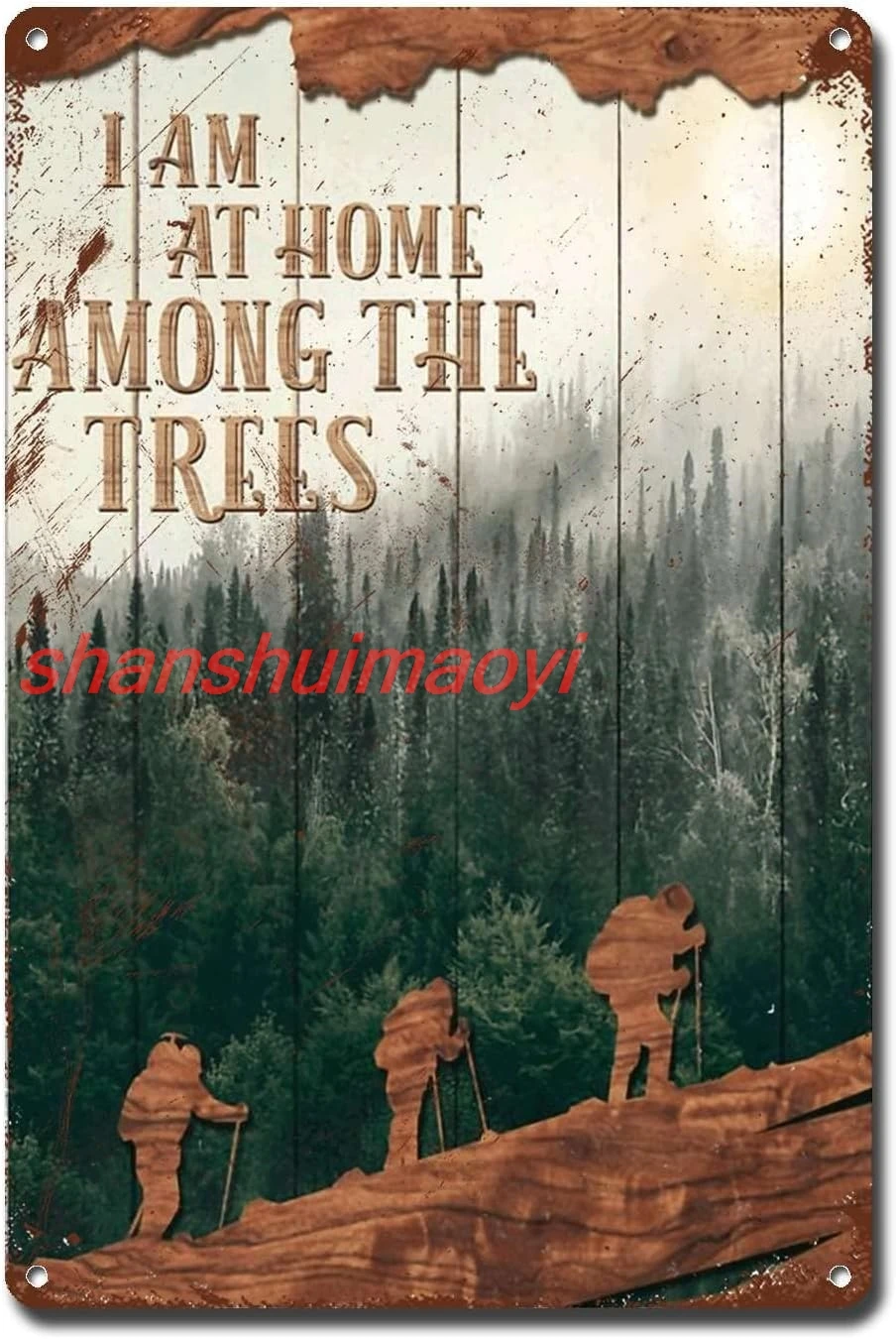 Ретро походный металлический плакат Я в дом среди деревьев Металлические