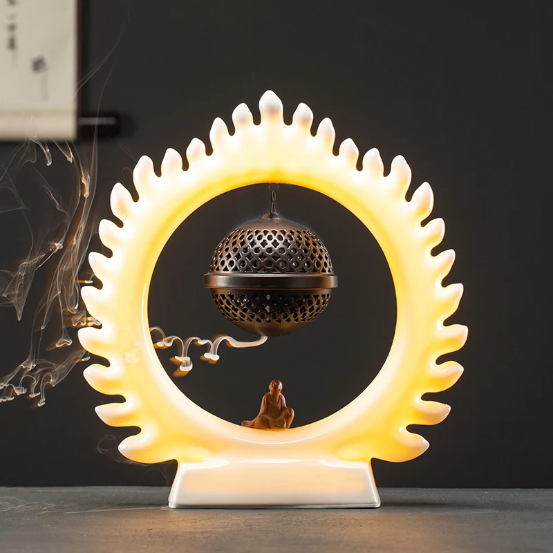 

Backflow Candlee Vessel Smoke Waterfall Lotus Buddah Backflow Candlee Shisha Warmer Zen Garden Quemador De Incienso Humidifier