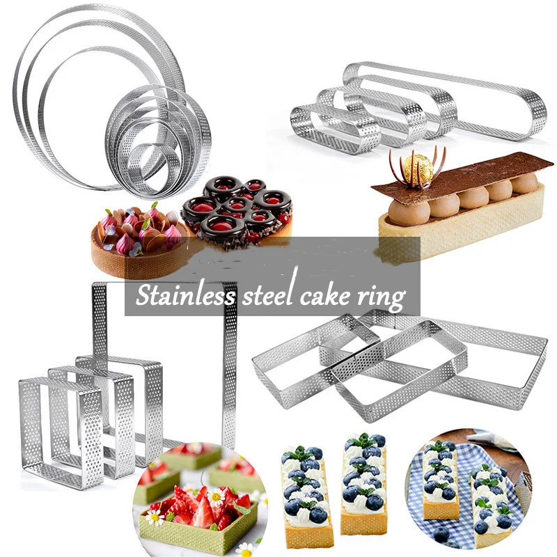 

Trendy 6 /8/ 9/10 CM Stainless Steel Tart Mold Ring Tartlet Cake Mousse Molds Cookies Pastry Circle Cutter Pie Ring Perforated
