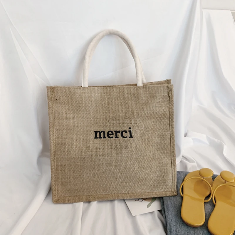 

Casual Fashion Women's Bag Soft Linen Letter Spring New Shopper Designer Handbags Large Capacity Tote Travel Woman Shoulder Bags