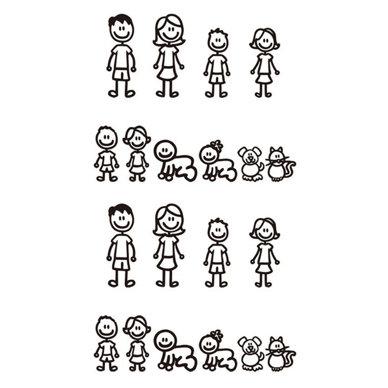 

20 Piece Car Sticker Family With Pet Car Lucky Stickers Stickers For Window (Black)