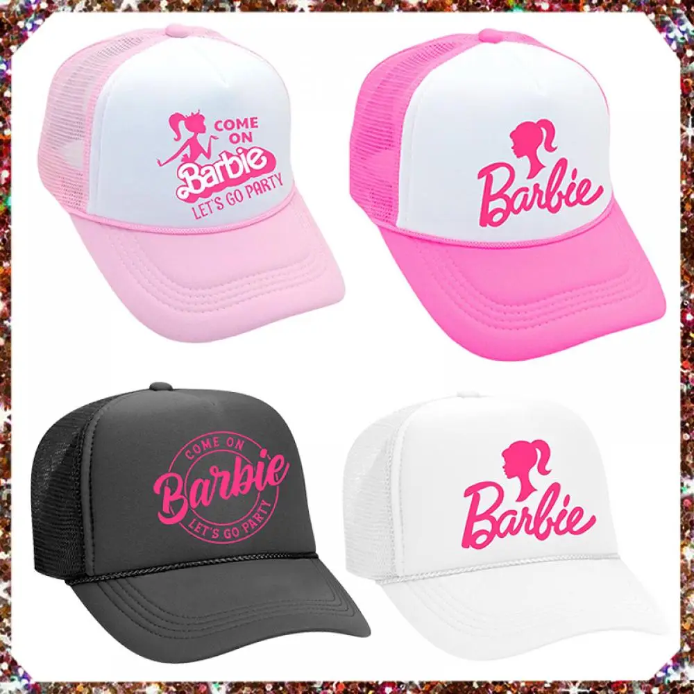 

Miniso Барби кепка бейсболка Солнцезащитная сетчатая Шляпа Пляжная Женская бойфренд искусственная Аниме подарок модные женские розовые шляпы подарки для девочек