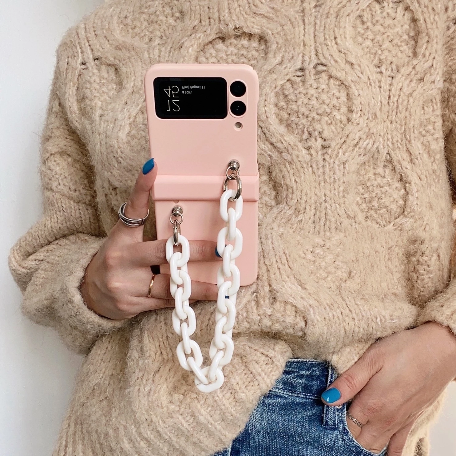 

Fashion Candy Color Skin Frosted Full Protection Portable Hand Chain Back Case Cover For Samsung Galaxy Z Flip 4 3 Flip3 5G