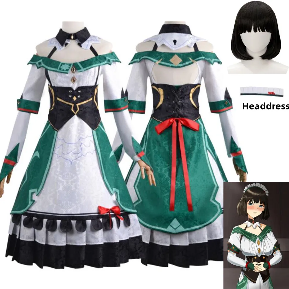 

Косплей игры Genshin Impact Katheryne, женский костюм, парик, защита запястья, головной убор, носки, бант, костюм на Хэллоуин, подарок