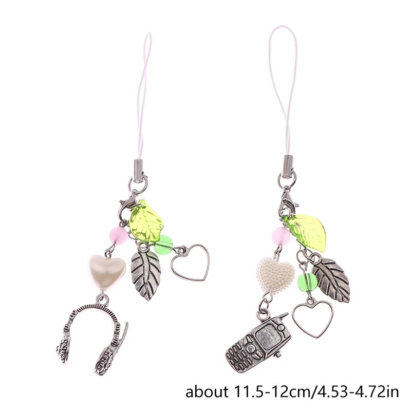 

1PC Y2K Metal Mobile Phone Chain Vintage Headphone Pendant Phone Lanyard For Girls Fashion Cellphone Strap Keychain