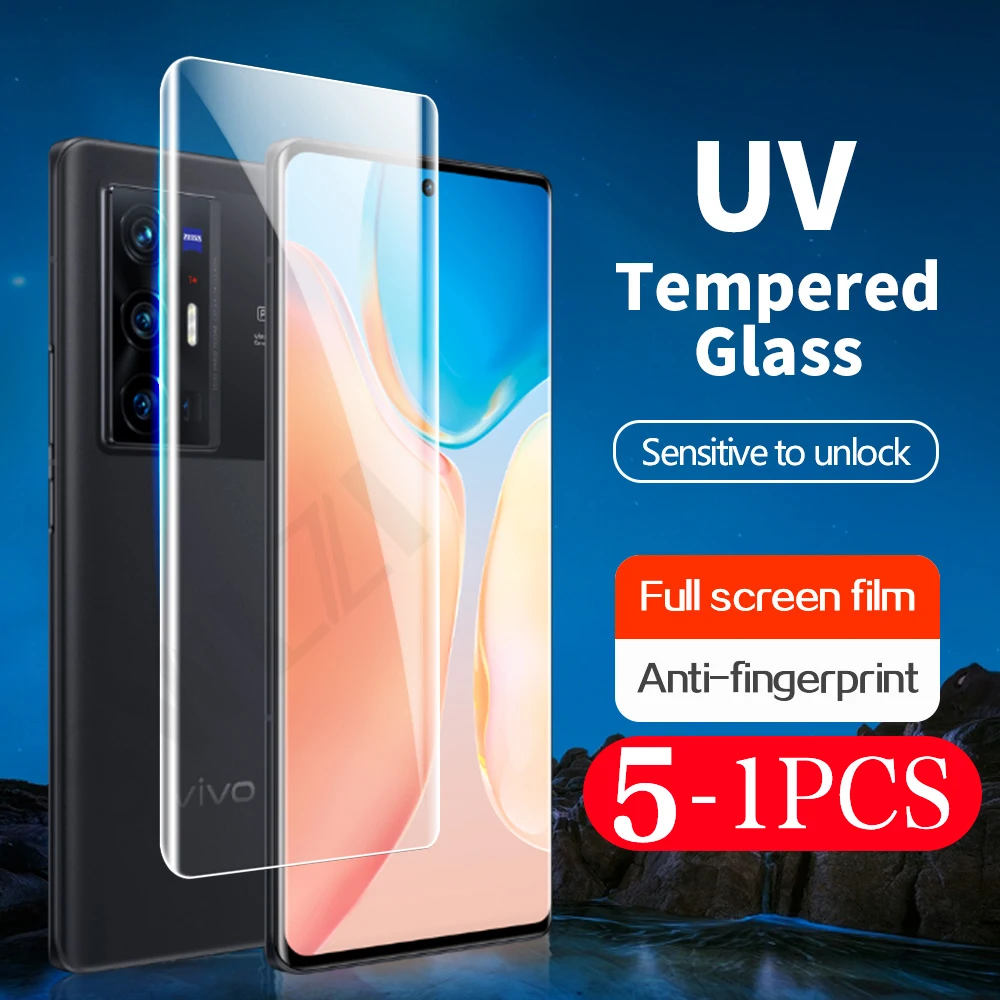 

5-1Pcs 9D full cover For vivo x70 x60 X60S x60T x50 pro plus UV Tempered glass screen protector phone protective film smartphone