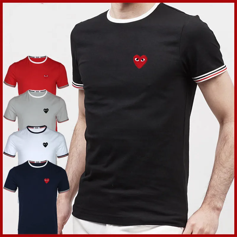 

Новинка от PLAY, Женская оригинальная брендовая футболка в форме сердца, мужские топы, летняя модная футболка с коротким рукавом, 100% хлопковая...