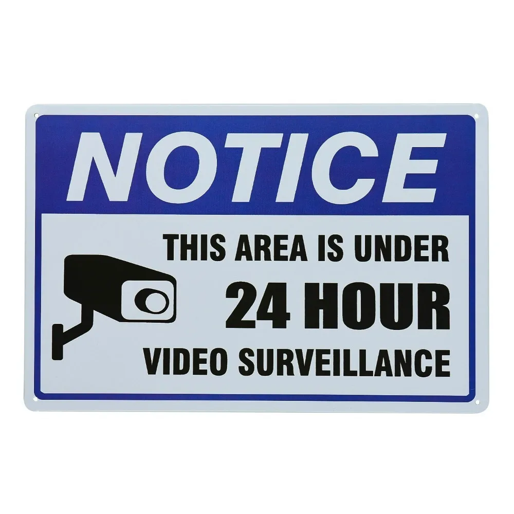 Video Surveillance Sign, Security Camera Warning Sign  Rust Free Metal UV Printed Easy to Mount Indoors Outdoors