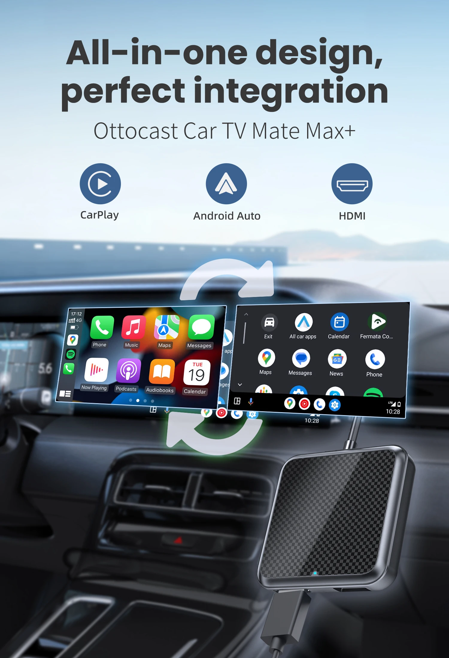 Ottocast Car TV Mate Pro оригинальный автомобильный проводной Carplay в вход HDMI можно