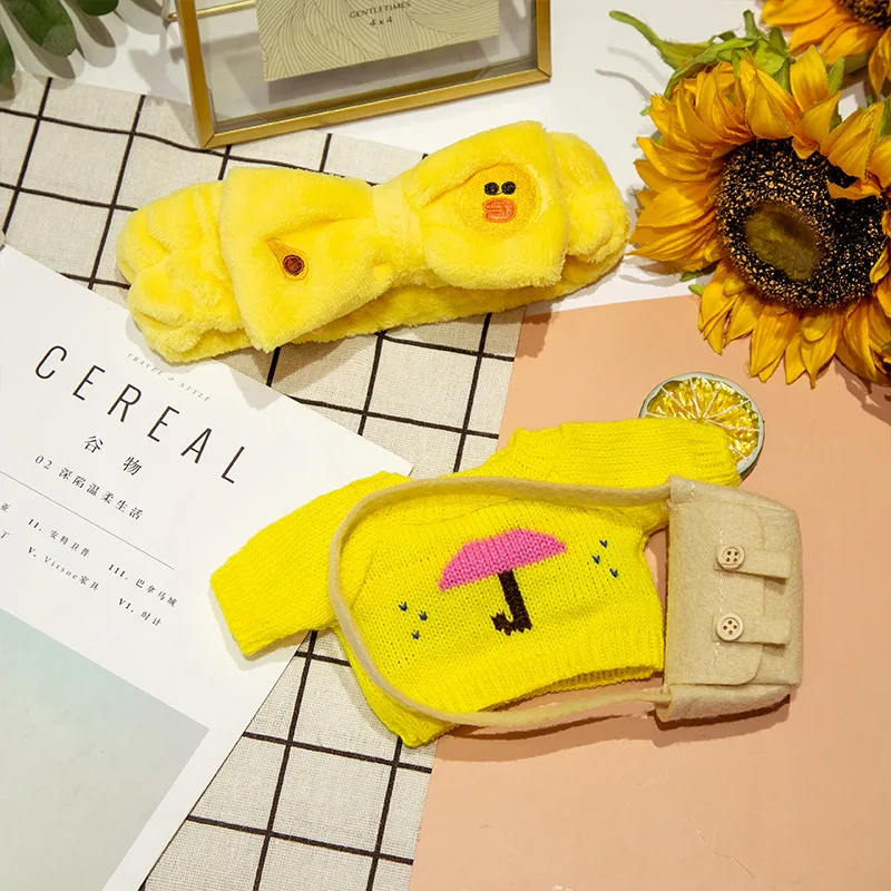 

3pcs Clothing Accessories for 30cm Lalafanfan Yellow Duck Alpaca Pig Rabbit Plush Animal Doll Hair Band For Kids Girls Gifts