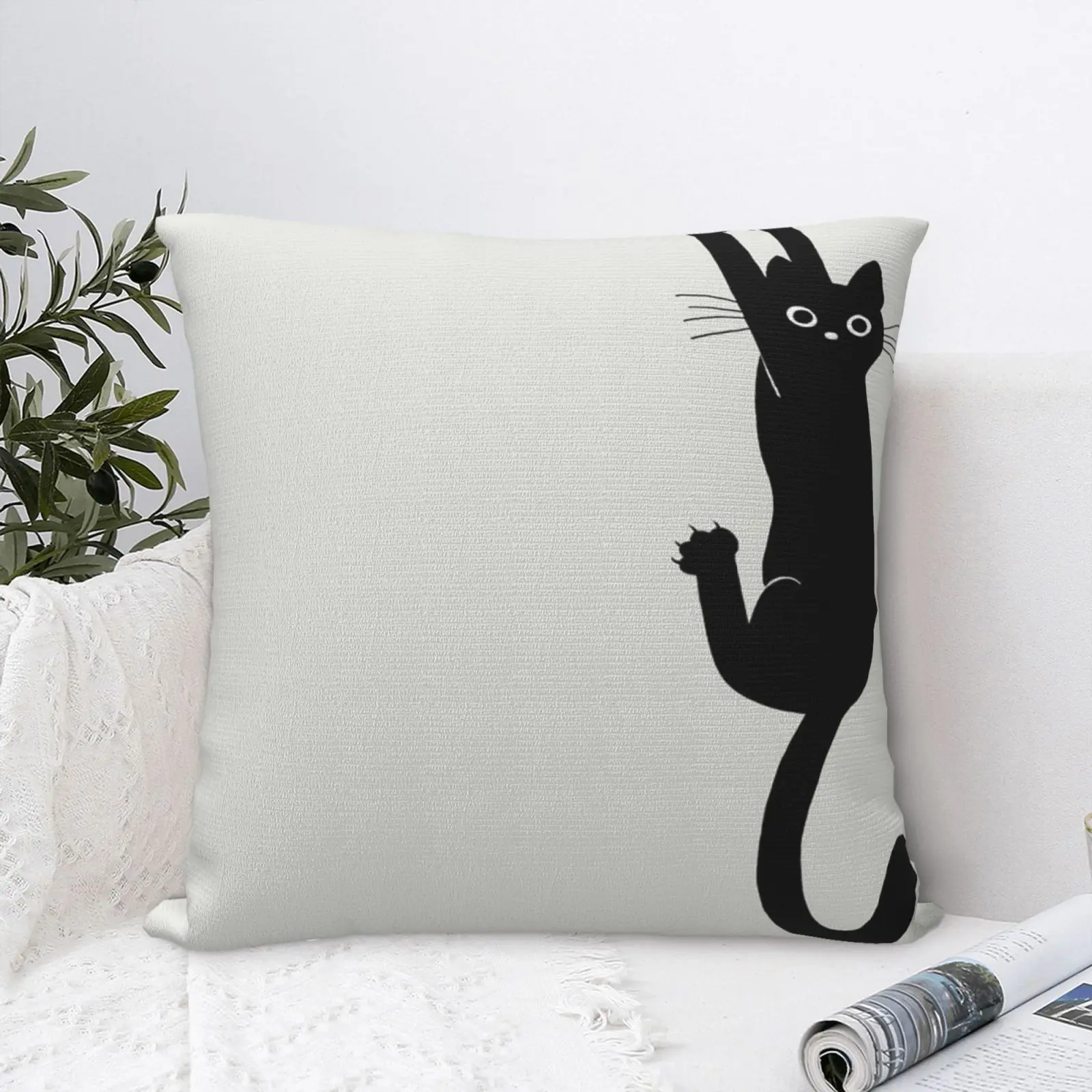 

Чехол-наволочка с изображением черной кошки на 2 подушках, декоративные подушки для кровати, дивана, подушки для тела, аниме, черная подушка