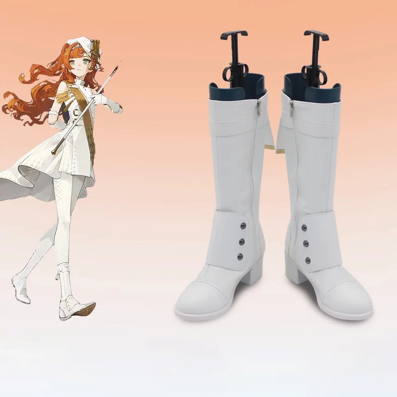 

Ботинки для косплея Sonetto, аниме, искусственная кожа, белая, для ролевых игр, карнавал, Хэллоуин