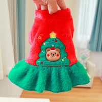 fleece dog clothes autumn winter christmas tree pattern puppy dress coat for small medium dogs chiwawa christmas clothing skirts