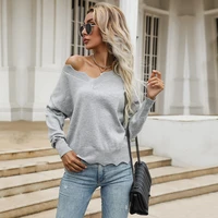 womens knitted vest womens 2022 autumn and winter new grey sweater loose wavy pullover bottoming shirt argyle sweater