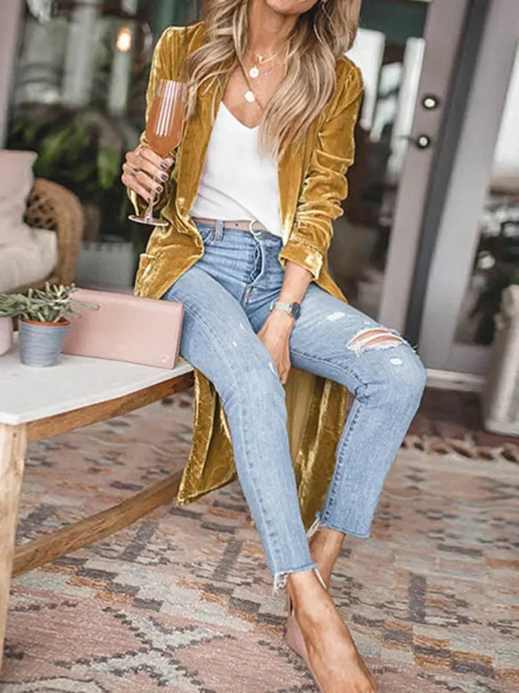 Осенняя одежда Tinaa новинка 2024 Женская Вельветовая однотонная Свободная верхняя