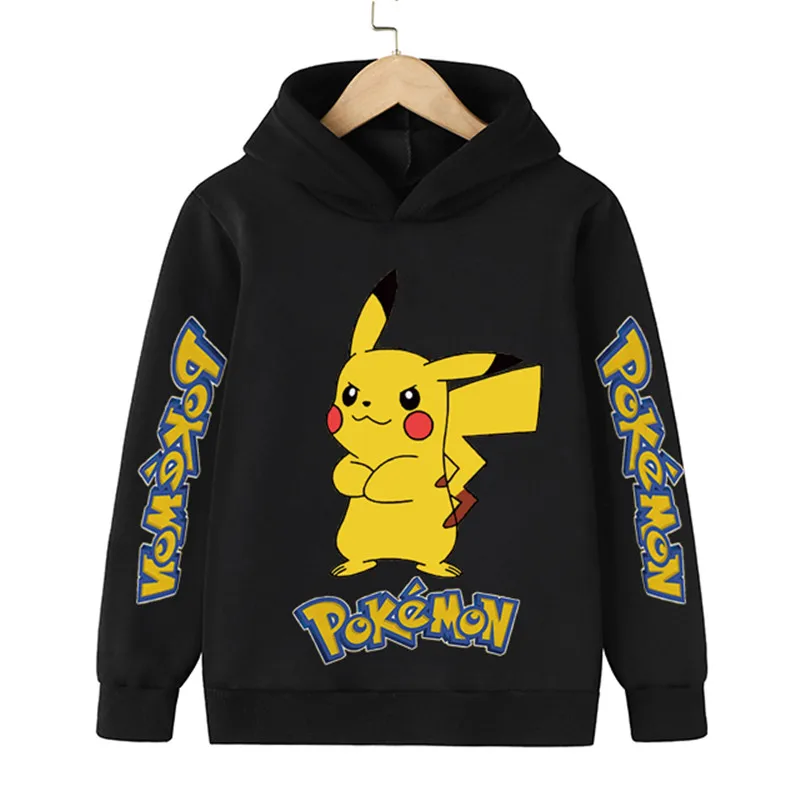 

Pokemon Kids Cartoon Hoodies Pikachu Sweatshirt Long Sleeve Children Clothes Boys Girls Cool Tops 4-14 Years Kids Streetwear