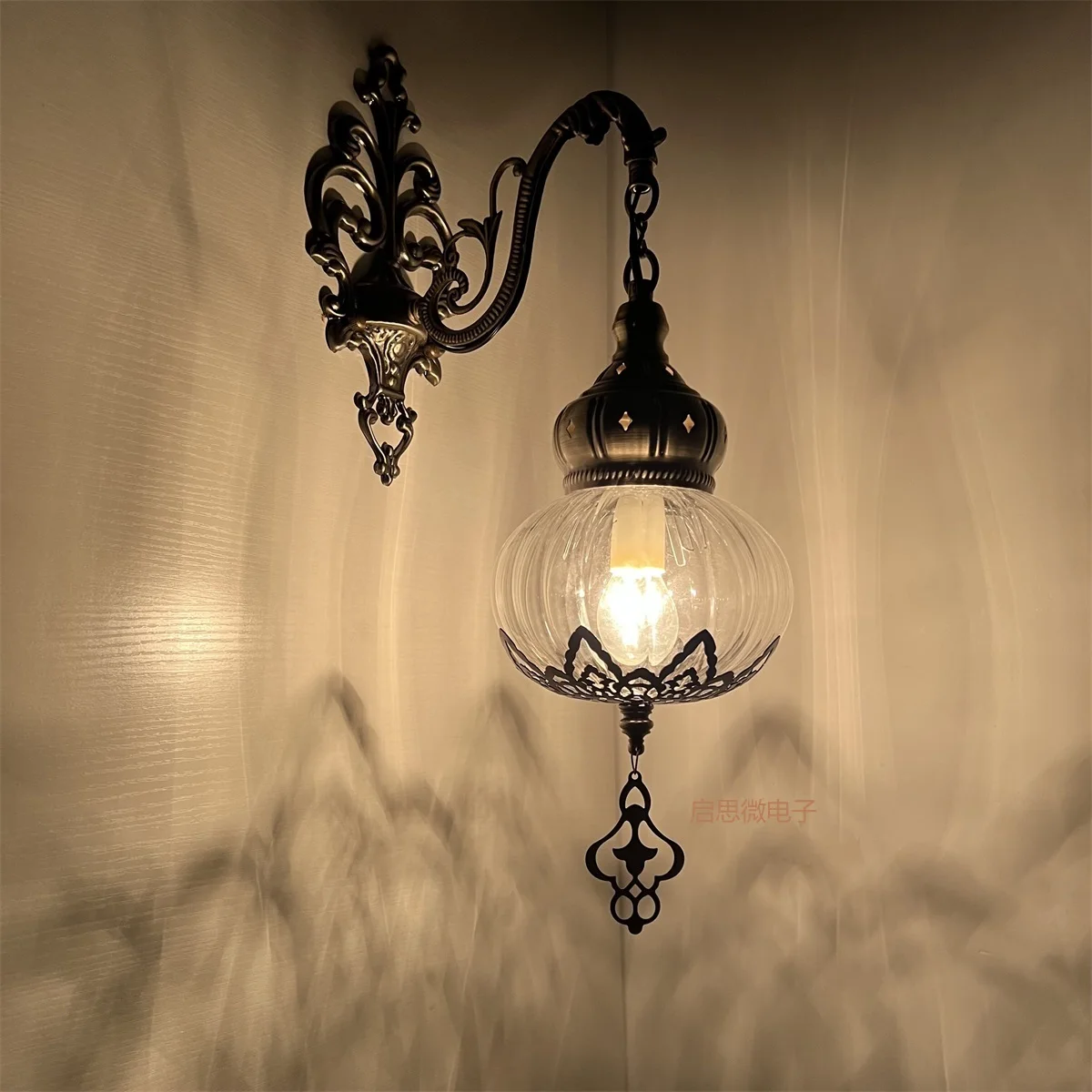 Lámparas Led De Pared talladas huecas hechas a mano, luz De cristal transparente para decoración del hogar, apliques De Pared, Luminaria