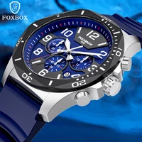 men watch foxbox fashion luxury business wristwatch silicone waterproof clock with date and luminous function relogio masculino