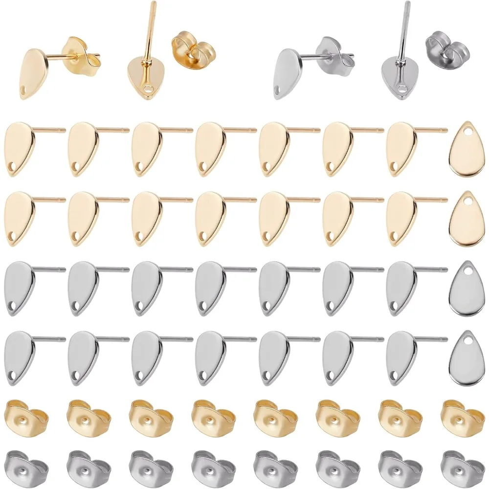 40 шт. круглые серьги-гвоздики из нержавеющей стали 2 цвета