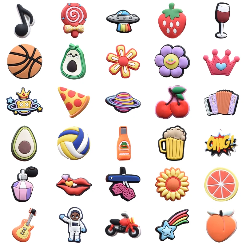 

1Pcs PVC 33 Styles for Croc Charm Shoes Accessories Badge Unisex Clogs Buckle Kids Pins Decoration Jeans X-mas Gift Dropshipping