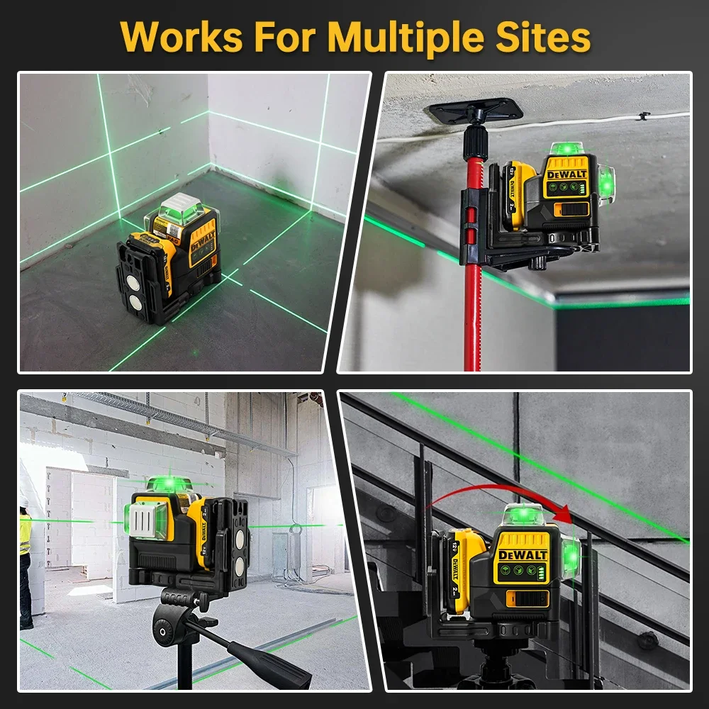 Dewalt DW089 Лазерный уровень 3 стороны * 360 градусов Вертикальный 12-линейный самовыравнивающийся горизонтальный и вертикальный инструмент с перекрестной линией Батарея 12 В (art.: 3920ccccdec2d) - 3920ccccdec2d
