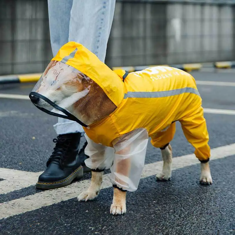 

Multicolor Fashion Big Dog Raincoat Medium Large Dog Pet Rainy Weather Waterproof Snow Luminous Coat all-inclusive Clothes
