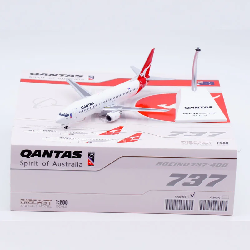 Фото Коллекционная модель самолета из сплава XX20392, подарок, JC Wings 1:200, Qantas Airlines Boeing B737-400, литая под давлением модель реактивного самолета VH-TJW с подставкой №2