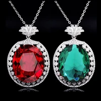new luxury imitation natural tsavorite emerald pendant european and american temperament to color treasure high end necklace