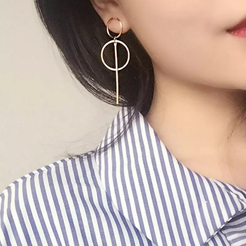 

Gold Metal Tassel Earrings for Women Long Circle Pendant Earings Fashion Jewelry Statement Geometric Vorbellen Voor Vrouwen