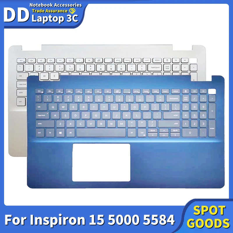 

New Laptop Notebook Cover Original For DELL Inspiron 15 5000 5584 Palmrest With Backlit Keyboard 0227VH 0DFX5J Blue Silvery