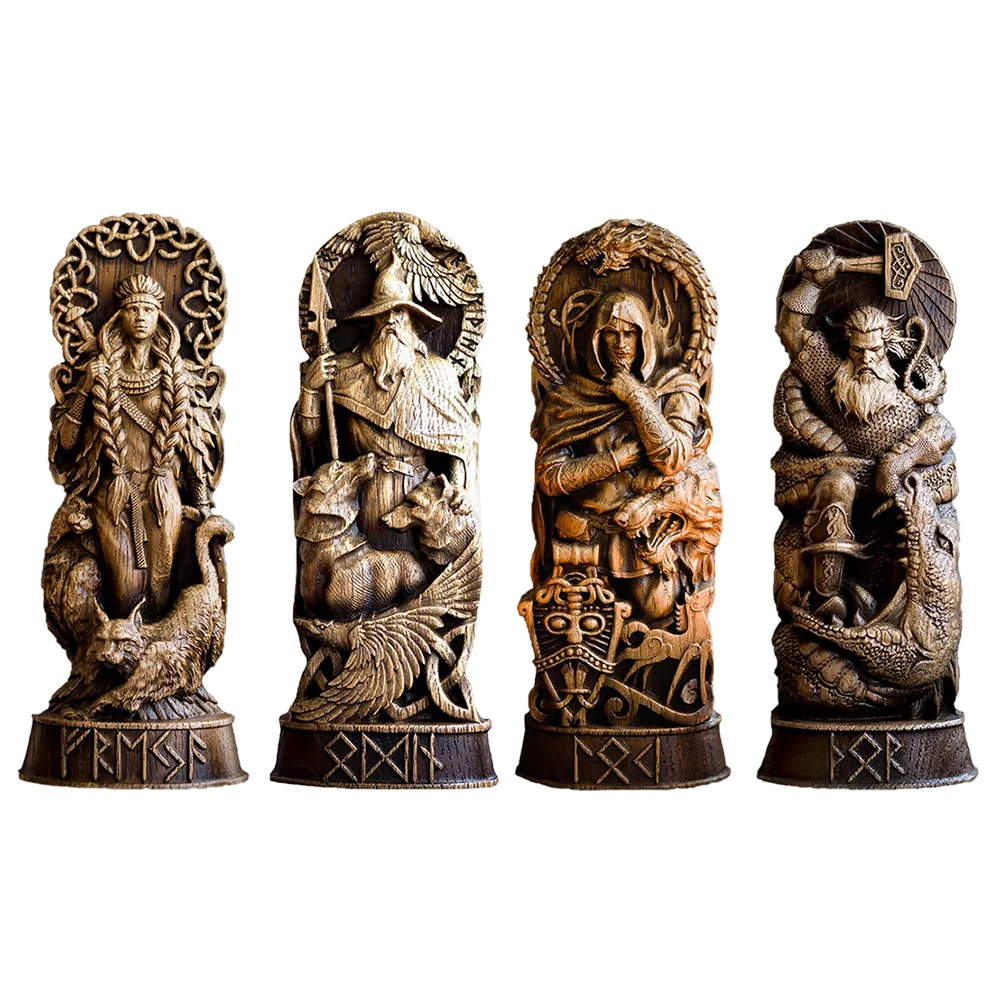 Greek God Sculpture Resin Sculpture Crafts Thor Loki Odin Statue Altar Figure Hindu God Statue for Car Home Garden Resin Decor