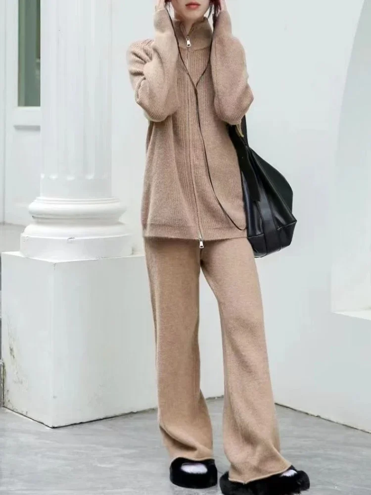 Осень/зима 2023 женская повседневная свободная трикотажная рубашка с высоким