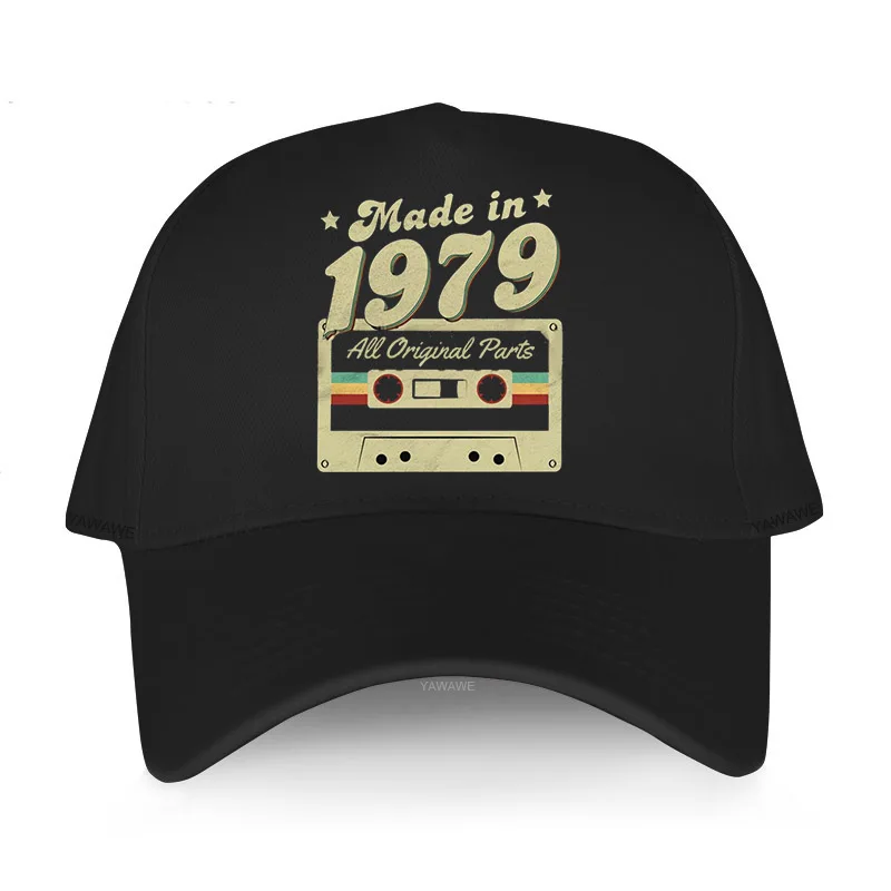

Retro Made In 1979 Men Snapback Cap Cotton All Original Parts Solid Sunhat Birthday Gift Boyfriend Caps Casual Baseball Cap