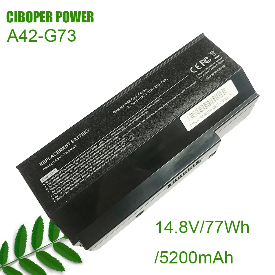 Аккумуляторная батарея для ноутбука CP A42-G73 14,8 V/5200mAh/77Wh для G53 G53J G53S G53S A42-G73 G73G G73J G73S