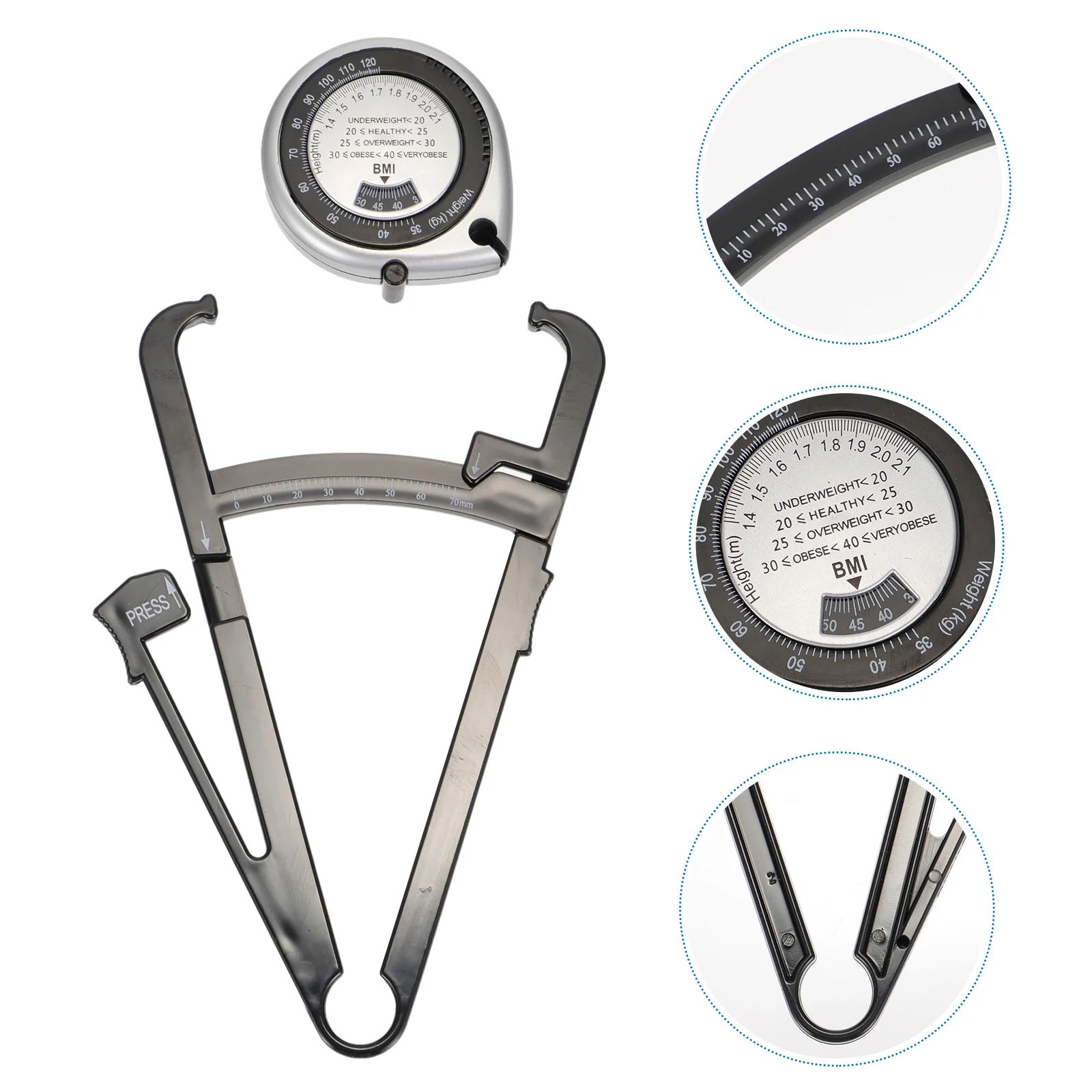 

2pcs Creative Accurate Portable Practical Durable Body Fat Caliper for Body Fat Measuring Health