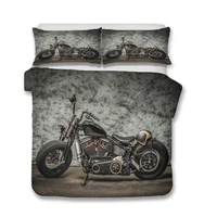 3d motorcycle printed bedding set retro black and grey down quilt set for boys bedroom set full queen single and double size