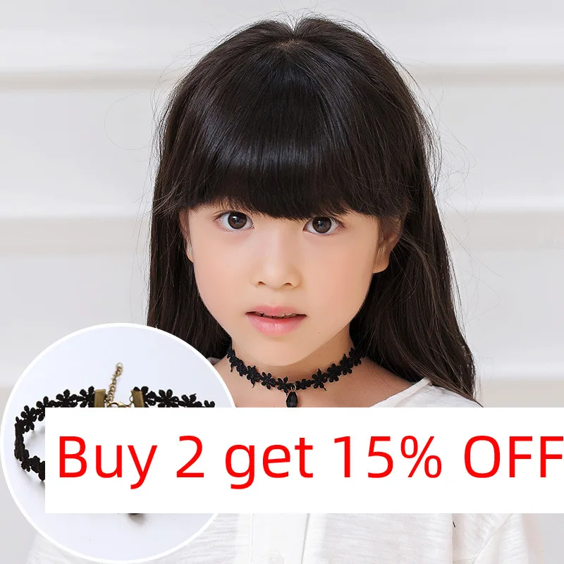Children Necklace Girl Choker Clavicle Necklace for Children Ornament Chain Lace Elastic Knitted Collar Short Necklace for Lady images - 6